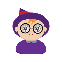 Abstract flat icon of a witch, sorcerer. illustration.