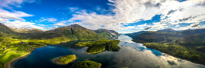 Panorama Beautiful Nature Norway. - obrazy, fototapety, plakaty