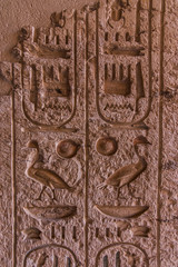 Kings Valley in Luxor, Upper Egypt in the early morning. Interior views of graves, wall paintings with ancient Egyptian hieroglyphs, burial chambers, underground corridors. 