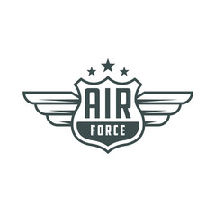Air force. Retro logo, emblem, badge. T-shirt print.