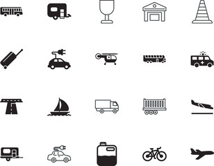 transport vector icon set such as: innovation, baggage, flatbed, environment, abstract, antiseptic, path, worker, bottle, build, fragile, barrier, stack, wheel, wave, wind, canister vector icon, s
