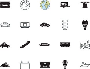 transport vector icon set such as: outdoor, creative, agricultural, airship, steps, tanker, trailer, direction, lifestyle, intersection, smart, company, suv, subway, floor, down, public, navigation