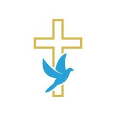 Obraz premium church christian logo vector icon design template. Christian symbols.