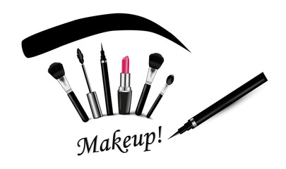 Cosmetics on a white background