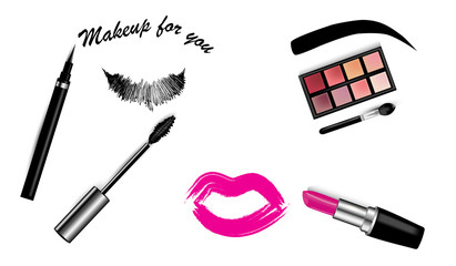 Cosmetics on a white background