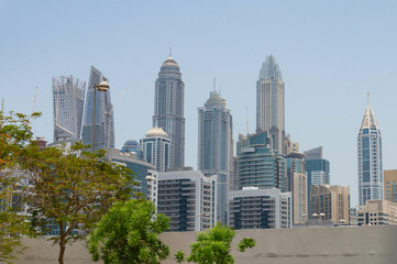 panorama of the residential area Dubai Marina with all the skyscrapers, emirates