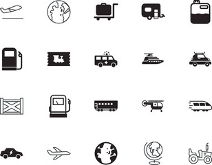 transport vector icon set such as: safety, field, farmer, coupon, universal, space, lifestyle, ocean, luxury, rescue, circle, repair, stroke, orbit, pass, handle, bottle, shipping, template, way