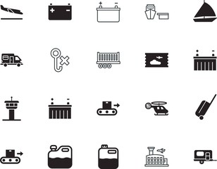 transport vector icon set such as: collection, arrival, station, help, water, doctor, cell, sailboat, parcel, summer, interface, vessel, rescue, bus, departure, suitcase, paper, architecture