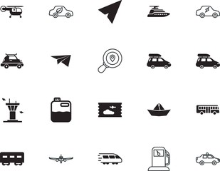 transport vector icon set such as: help, health, order, lights, high, commercial, electro, environmental, subway, aid, yacht, parcel, controller, silhouette, side, healthcare, driverless, repair