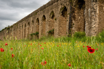 Landscape with ancient aqueduct in Minturno, Italy.
