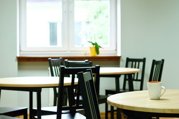 tables and a cup for a logo