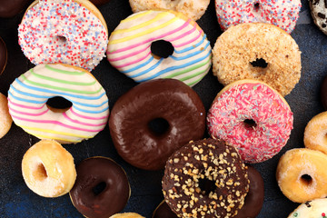 donuts in different glazes with chocolate