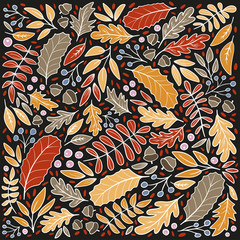 Fall leaves square background pattern