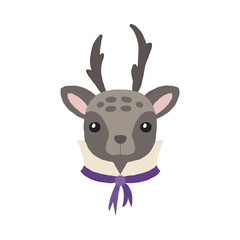 Vector illustration of an isolated textured deer wearing a vintage collar and necktie.