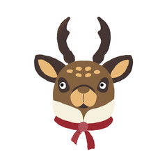 Vector illustration of an isolated textured deer wearing a vintage collar and necktie.