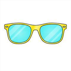 Vector illustration of an isolated yellow pair of hipster sunglasses.