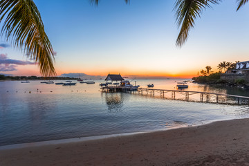 beach at sunset of Balaclava, Mauritius 