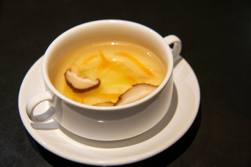 A vegetables soup in cup
