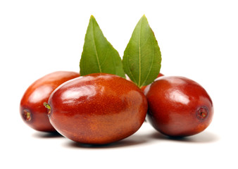 jujube or chinese date on white background
