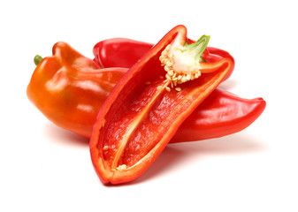 Fresh red pepper on white background