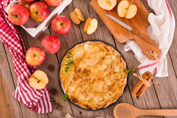 Apple tart with sugar cinnamon topping. 