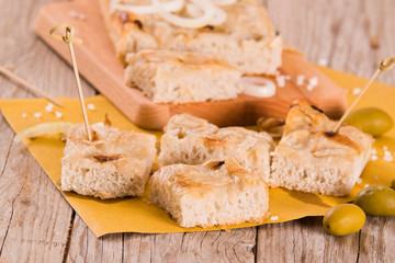 Genoese focaccia flatbread. 