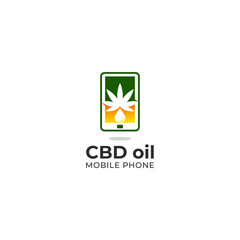 CBD Oil Cellphone Logo Vector Icon Illustration