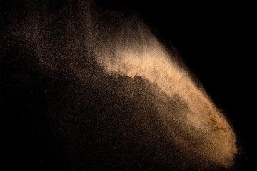 Sand, isolated on black background.