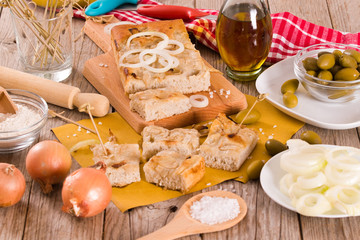 Genoese focaccia flatbread. 