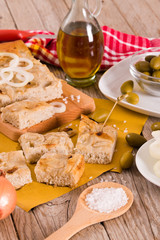 Genoese focaccia flatbread. 