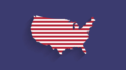 United States flag map on blue background, vector