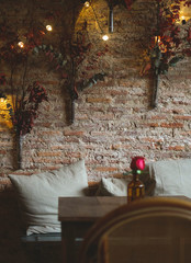 Interior of flower cafe design brick wall chill and relax cafe 