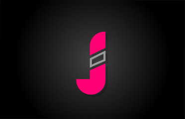 alphabet J letter in black and pink for company logo icon design