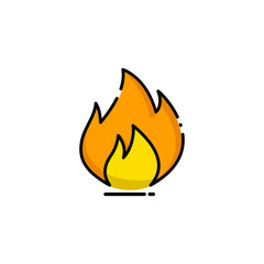 Fire flame illustration isolated, fire flame element - burn sign symbol - Vector