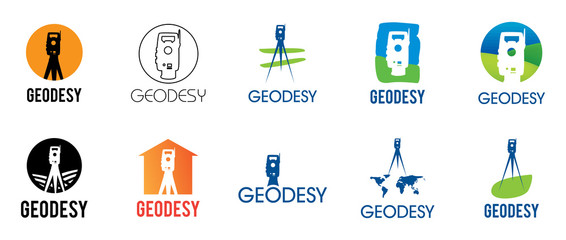 Vector logo of geodesy, design and topography - obrazy, fototapety, plakaty