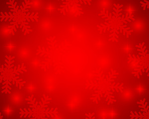 Naklejka na ściany i meble Christmas red shiny background with snowflakes and stars