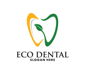 Tooth dental eco logo design image vector