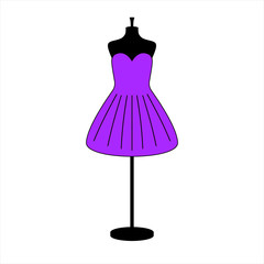 Vector illustration of an isolated strapless mini dress on a mannequin.