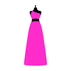 Vector illustration of an isolated long elegant evening dress on a mannequin.