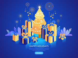 Christmas celebration landing page vector template