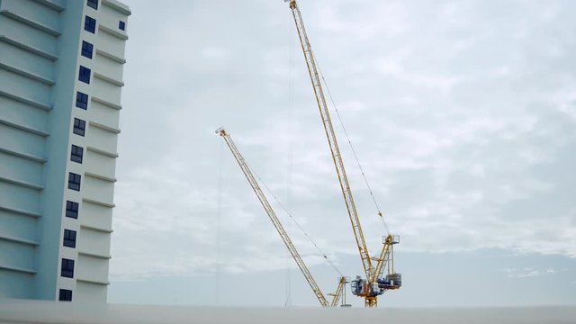A large crane that is building blocks