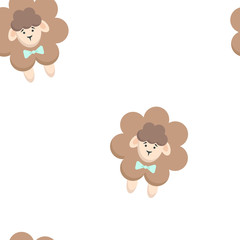 Seamless lamb vector pattern on white background. Easter, design for baby print, Wallpaper, fabric, poster.