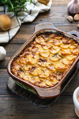 Potato casserole with garlic and rosemary