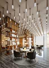 3d render of working office