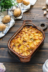 Potato casserole with garlic and rosemary