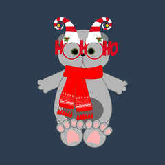 Cat in christmas costume illustration