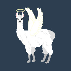 Llama in angel costume illustration