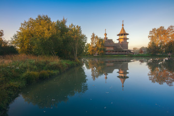 Annunciation sergiev posad church in the morning in autumn