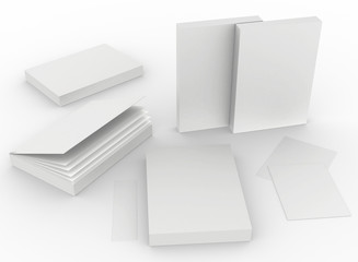 template empty book mockup set white background , 3d rendering	