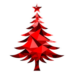 Arbre de Noël Polygones Rouge